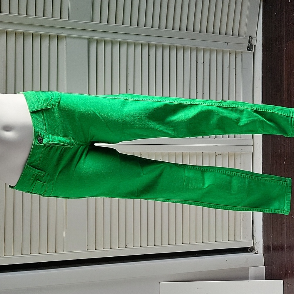 BleuLab Reversible Electric Green Jeans Womans Sz. 28 Made in USA